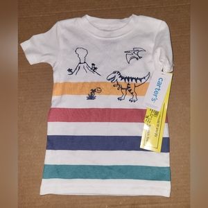 Carter's Boys 24 Months Striped Dinosaur T-Shirt. Brand New With Tags.
